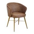 Buffalo Chair - Grey - Leather with Gold Metal Legs
