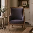 Cabra Armchair - Graphite Grey Fabric with Mahogany Wood Frame