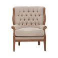 Cabra Armchair - Cream Fabric with Mahogany Wood
