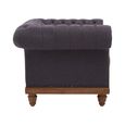 Cabra Chesterfield Armchair - Graphite Grey Fabric with Mahogany Wood