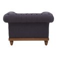 Cabra Chesterfield Armchair - Graphite Grey Fabric with Mahogany Wood