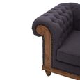 Cabra Chesterfield Armchair - Graphite Grey Fabric with Mahogany Wood