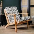 Cefena Armchair - White and Black Fabric with Angular Arms