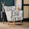 Cefena Armchair - White and Black Fabric with Flared Arms