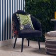 Cefena Chair - Scalloped - Black Fabric with Peacock Design