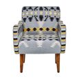 Cefena Armchair - Blue Fabric - Kilim Style