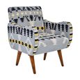 Cefena Armchair - Blue Fabric - Kilim Style