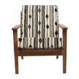 Cefena Armchair - White and Black Fabric with Angular Arms