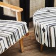 Cefena Armchair - White and Black Fabric with Angular Arms