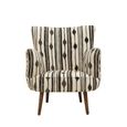Cefena Armchair - White and Black Fabric with Flared Arms