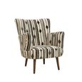 Cefena Armchair - White and Black Fabric with Flared Arms