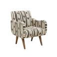 Cefena Armchair - White and Black Fabric with Straight Arms