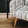 Cefena Armchair - White and Black Fabric with Straight Arms