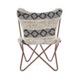 Cefena Butterfly Chair - White and Black Fabric with Rose Gold