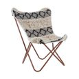 Cefena Butterfly Chair - White and Black Fabric with Rose Gold