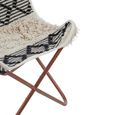 Cefena Butterfly Chair - White and Black Fabric with Rose Gold