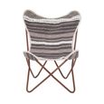 Cefena Butterfly Chair - White and Grey Fabric with Rose Gold