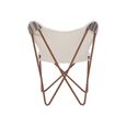 Cefena Butterfly Chair - White and Grey Fabric with Rose Gold