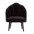 Cefena Chair - Scalloped - Black Fabric with Peacock Design