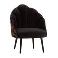 Cefena Chair - Scalloped - Black Fabric with Peacock Design