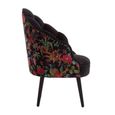 Cefena Chair - Scalloped - Black Fabric with Peacock Design