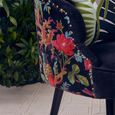 Cefena Chair - Scalloped - Black Fabric with Peacock Design