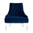 Clarence Chair - Blue Velvet Fabric - with Button Tufted Design