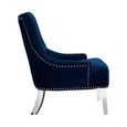 Clarence Chair - Blue Velvet Fabric - with Button Tufted Design