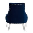 Clarence Chair - Blue Velvet Fabric - with Button Tufted Design