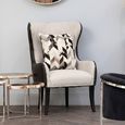 Doucet Chair - Beige Fabric with Black Faux Leather Back