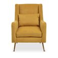 Doucet Armchair - Yellow Velvet Fabric with Gold Legs