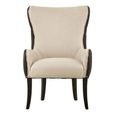 Doucet Chair - Beige Fabric with Black Faux Leather Back