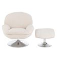 Lay Swivel Relax Chair - Footstool - Cream - Fabric and Metal