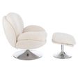 Lay Swivel Relax Chair - Footstool - Cream - Fabric and Metal