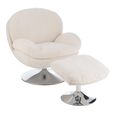 Lay Swivel Relax Chair - Footstool - Cream - Fabric and Metal