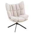 Swivel Relax Chair - Beige and Black - Fabric and Metal