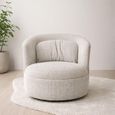 Britt Swivel Chair - Curved Back - Beige - Fabric