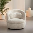 Britt Swivel Chair - Curved Back - Cream - Fabric