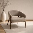 Dilan Armchair - Curved Back - Beige - Fabric and Hush Walnut