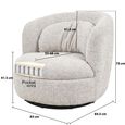 Britt Swivel Chair - Curved Back - Beige - Fabric