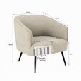 Coco Accent Chair - Curved Back - Beige - Fabric