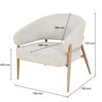 Dilan Armchair - Curved Back - Beige - Fabric and Hush Oak