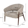 Dilan Armchair - Curved Back - Beige - Fabric and Hush Walnut