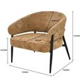Dilan Armchair - Curved Back - Venga Cognac - Fabric and Metal