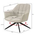 Tom Swivel Armchair - Sand - Fabric and Metal