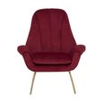 Billi Lounge Chair - Wine Velvet Fabric with Gold Legs