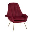 Billi Lounge Chair - Wine Velvet Fabric with Gold Legs