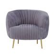 Florina Accent Chair - Grey Velvet Fabric with Gold Legs