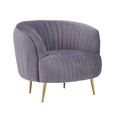 Florina Accent Chair - Grey Velvet Fabric with Gold Legs