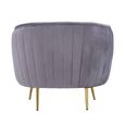 Florina Accent Chair - Grey Velvet Fabric with Gold Legs